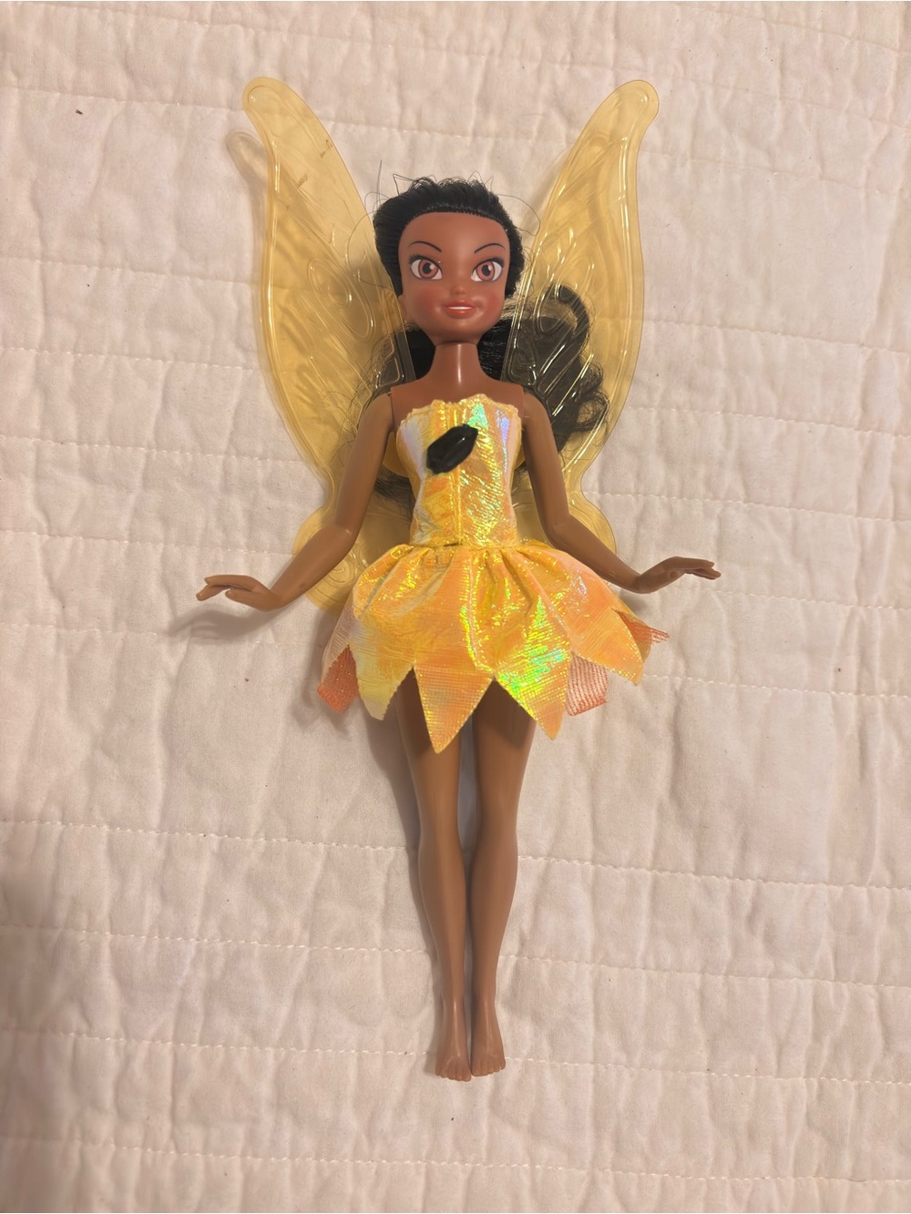 Disney Yellow Fairy Doll with Iridescent Dress and Wings